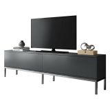 Mobile Porta tv Nero Antracite Argento Cassetti un Ripiano 180x30x47h cm, 2 Ante - Espero