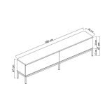 Mobile Porta tv Nero Antracite Argento Cassetti un Ripiano 180x30x47h cm, 2 Ante - Espero