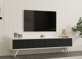 Mobile Porta tv Nero Antracite Bianco 2 Ante Apertura a Ribalta 160x25x35h cm, 2 Vani - Tresana