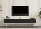 Mobile Porta tv Nero Antracite Bianco 2 Ante Apertura a Ribalta 160x25x35h cm, 2 Vani - Tresana