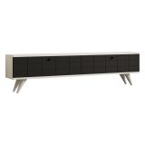 Mobile Porta tv Nero Antracite Bianco 2 Ante Apertura a Ribalta 160x25x35h cm, 2 Vani - Tresana