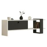 Mobile Porta tv Nero Antracite Bianco Un'anta Apertura a Ribalta 120x25x37h cm, 2 Vani - Taurasi