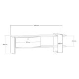 Mobile Porta tv Nero Antracite Bianco Un'anta Apertura a Ribalta 120x25x37h cm, 2 Vani - Taurasi