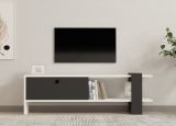 Mobile Porta tv Nero Antracite Bianco Un'anta Apertura a Ribalta 120x25x37h cm, 2 Vani - Taurasi