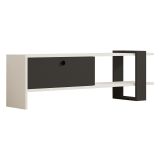 Mobile Porta tv Nero Antracite Bianco Un'anta Apertura a Ribalta 120x25x37h cm, 2 Vani - Taurasi