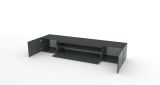 Mobile Porta tv Nero Antracite Lucido 2 Ripiani 3 Ante 200x40x37h cm, con Luci led Made in Italy - Amore
