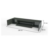 Mobile Porta tv Nero Antracite Lucido 2 Ripiani 3 Ante 200x40x37h cm, con Luci led Made in Italy - Jesse