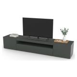 Mobile Porta tv Nero Antracite Lucido 2 Ripiani Apertura Battente, a Ribalta 200x40x37h cm, 3 Ante Made in Italy - Amore