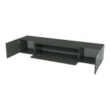 Mobile Porta tv Nero Antracite Lucido 2 Ripiani Apertura Battente, a Ribalta 200x40x37h cm, 3 Ante Made in Italy - Amore
