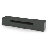 Mobile Porta tv Nero Antracite Lucido 2 Ripiani Apertura Battente, a Ribalta 200x40x37h cm, 3 Ante Made in Italy - Amore