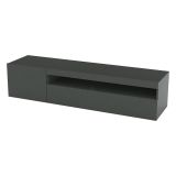 Mobile Porta tv Nero Antracite Lucido un Ripiano 2 Ante 150x40x37h cm, con Luci led Made in Italy - Acrilya