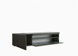 Mobile Porta tv Nero Antracite Lucido un Ripiano 2 Ante 150x40x37h cm, con Luci led Made in Italy - Turi
