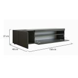 Mobile Porta tv Nero Antracite Lucido un Ripiano 2 Ante 150x40x37h cm, con Luci led Made in Italy - Turi