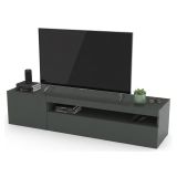 Mobile Porta tv Nero Antracite Lucido un Ripiano Apertura Battente, a Ribalta 150x40x37h cm, 2 Ante Made in Italy - Acrilya