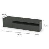 Mobile Porta tv Nero Antracite Lucido un Ripiano Apertura Battente, a Ribalta 150x40x37h cm, 2 Ante Made in Italy - Acrilya