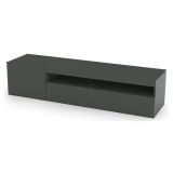 Mobile Porta tv Nero Antracite Lucido un Ripiano Apertura Battente, a Ribalta 150x40x37h cm, 2 Ante Made in Italy - Acrilya