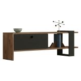 Mobile Porta tv Nero Antracite Marrone Noce Un'anta Apertura a Ribalta 120x25x37h cm, 2 Vani - Taurasi
