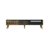 Mobile Porta tv Nero Antracite Marrone Noce un Ripiano 3 Ante 180x45x35h cm, 2 Vani - Alnilam