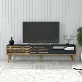 Mobile Porta tv Nero Antracite Marrone Noce un Ripiano 3 Ante 180x45x35h cm, 2 Vani - Upana