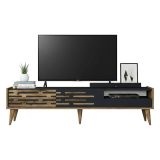 Mobile Porta tv Nero Antracite Marrone Noce un Ripiano 3 Ante 180x45x35h cm, 2 Vani - Upana