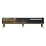 Mobile Porta tv Nero Antracite Marrone Noce un Ripiano 3 Ante 180x45x35h cm, 2 Vani - Upana