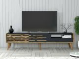 Mobile Porta tv Nero Antracite Marrone Noce un Ripiano 3 Ante 180x45x35h cm, 2 Vani - Upana