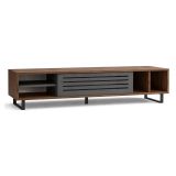 Mobile Porta tv Nero Antracite Marrone Noce un Ripiano Un'anta 160x40x35h cm, 5 Vani - Sovico