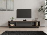 Mobile Porta tv Nero Antracite Marrone Noce un Ripiano Un'anta 160x40x35h cm, 5 Vani - Sovico