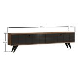 Mobile Porta tv Nero Antracite Marrone Rovere 2 Ante Apertura a Ribalta 160x25x35h cm, 2 Vani - Tresana