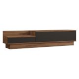 Mobile Porta tv Nero Antracite Marrone Rovere 2 Ante Apertura a Ribalta 160x35x35h cm, 2 Vani - Persico