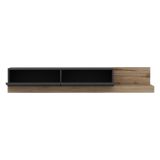 Mobile Porta tv Nero Antracite Marrone Rovere 2 Ante Apertura a Ribalta 180x37x30h cm, 2 Vani - Cajetani