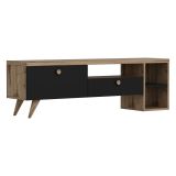 Mobile Porta tv Nero Antracite Marrone Rovere 2 Ripiani 2 Ante 150x35x47h cm, 5 Vani - Filetto