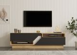Mobile Porta tv Nero Antracite Marrone Rovere 2 Ripiani 2 Ante 160x40x45h cm, 5 Vani - Spilinga