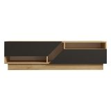 Mobile Porta tv Nero Antracite Marrone Rovere 2 Ripiani 2 Ante 160x40x45h cm, 5 Vani - Spilinga