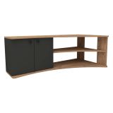 Mobile Porta tv Nero Antracite Marrone Rovere 2 Ripiani 4 Vani 135x68x49h cm, 2 Ante - Roisan