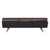 Mobile Porta tv Nero Antracite Marrone Rovere 3 Ante Apertura a Ribalta 150x35x44h cm, 3 Vani - Fiorano