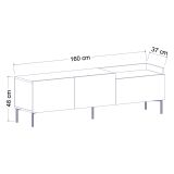 Mobile Porta tv Nero Antracite Marrone Rovere 3 Ante Apertura a Ribalta 160x37x48h cm, 3 Vani - Postal