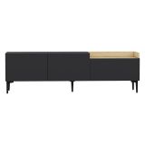 Mobile Porta tv Nero Antracite Marrone Rovere 3 Ante Apertura a Ribalta 160x37x48h cm, 3 Vani - Postal