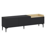 Mobile Porta tv Nero Antracite Marrone Rovere 3 Ante Apertura a Ribalta 160x37x48h cm, 3 Vani - Postal