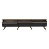 Mobile Porta tv Nero Antracite Marrone Rovere 3 Ante Apertura a Ribalta 180x35x42h cm, 3 Vani - Cortaccia