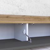 Mobile Porta tv Nero Antracite Marrone Rovere 3 Ripiani 3 Ante 200x35x30h cm, 4 Vani Made in Italy - Oxanna