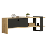 Mobile Porta tv Nero Antracite Marrone Rovere Un'anta Apertura a Ribalta 120x25x37h cm, 2 Vani - Taurasi