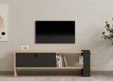 Mobile Porta tv Nero Antracite Marrone Rovere Un'anta Apertura a Ribalta 120x25x37h cm, 2 Vani - Taurasi