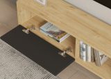 Mobile Porta tv Nero Antracite Marrone Rovere Un'anta Apertura a Ribalta 120x25x37h cm, 2 Vani - Taurasi