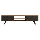 Mobile Porta tv Nero Antracite Marrone Rovere un Ripiano 2 Ante 160x30x37h cm, 4 Vani - Tribano