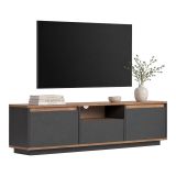 Mobile Porta tv Nero Antracite Marrone Rovere un Ripiano 3 Ante 160x30x42h cm, 4 Vani - Morrigan
