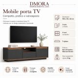 Mobile Porta tv Nero Antracite Marrone Rovere un Ripiano 3 Ante 160x30x42h cm, 4 Vani - Morrigan