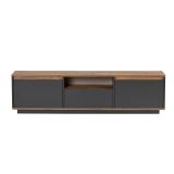 Mobile Porta tv Nero Antracite Marrone Rovere un Ripiano 3 Ante 160x30x42h cm, 4 Vani - Morrigan