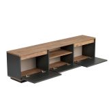 Mobile Porta tv Nero Antracite Marrone Rovere un Ripiano 3 Ante 160x30x42h cm, 4 Vani - Morrigan