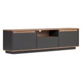 Mobile Porta tv Nero Antracite Marrone Rovere un Ripiano 3 Ante 160x30x42h cm, 4 Vani - Morrigan